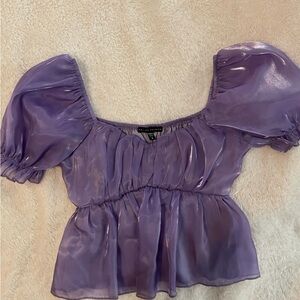 Purple cropped tulle-like top - size S